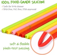 OKSILICONE Paille à boire réutilisable à bulles colorées sans BPA Grand gobelet pliable Pailles en silicone Accessoires de barre> 5 pièces