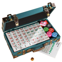 Jeu de Mahjong et de Poker de Luxe en Métal Vert et Mélamine Écologique pour 4 Joueurs, Résistant à l'Eau, Idéal pour les Fêtes, la Maison, le Club et les Loisirs, Vente en Gros