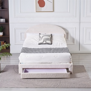Modern Italian Minimalist Curved Upholstered <strong>Bed</strong> with Drawer Storage, Plush Velvet Headboard Platform <strong>Bed</strong> for Queen/King Bedroom - Product Image 1