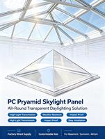 Panneau de toiture transparent en polycarbonate pour dôme de lumière pyramidale PC, idéal pour villa, sous-sol, véranda et éclairage naturel du toit