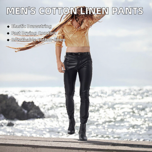 Pantalones Casuales de Hombre de Cuero PU Brillante de Peso Medio, Ajuste Delgado, Cintura Media, Cierre Plano con Cremallera, Impermeables, Transpirables, Resistentes al Viento, para Baile - Product Image 2