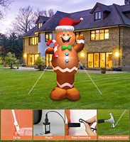 Bonhomme en pain d'épices grandeur nature avec éclairage LED, décorations gonflables de Noël pour l'extérieur, décorations gonflables de Noël