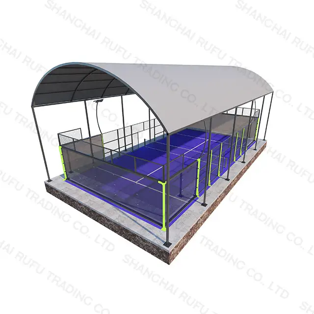 High Quality Wholesale Panoramic Outdoor Tennis Padel Court with Roof