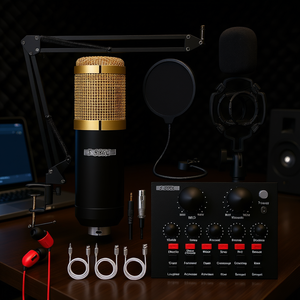 Pack de 5 microphones à condensateur avec support, câble XLR pour enregistrement en studio, podcast, diffusion en direct sur YouTube - Product Image 2