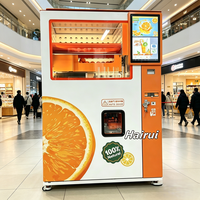 Máquina Expendedora de Jugo de Naranja Recién Exprimido Sin Supervisión, Cuerpo de Acero Inoxidable y Vidrio Templado, Pantalla Táctil, Monitoreo Remoto