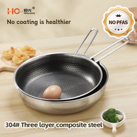 Panci Masak Stainless Steel 304 Multi Ukuran, Peralatan Dapur, Baja Tiga Lapis Tebal, Sartenes Anti Lengket Sarang Lebah