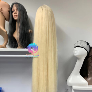 Perruque en dentelle complète HTHAIR de qualité supérieure, 40 pouces, 613, cheveux vierges bruts, pré-épilés, sans colle, perruque en cheveux humains en stock pour le style de la mannequin <span class=keywords><strong>Niki</strong></span> - Product Image 1