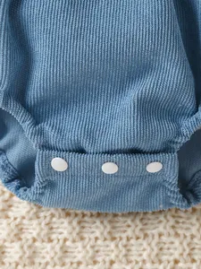 Ensemble trois pièces d'été décontracté pour filles de 0 à 1 an : chemise unie à manches courtes, jupe à bretelles fleuries et bandeau – Polyester/Coton - Product Image 5