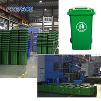 Tempat Sampah Plastik Tahan Cuaca 240L untuk Taman/Jalanan dengan Roda Karet dan Tutup Berventilasi untuk Luar Ruangan