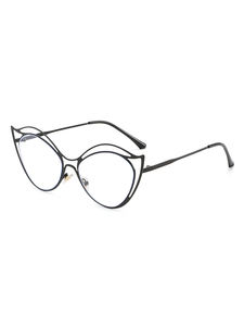 NWOGLSS T1545, <span class=keywords><strong>Gafas</strong></span> <span class=keywords><strong>de</strong></span> <span class=keywords><strong>Sol</strong></span> Unisex con Marco Metálico Estilo Ojo <span class=keywords><strong>de</strong></span> Gato, Anti Luz Azul UV400, Montura Completa, Diseño Irregular - Product Image 2