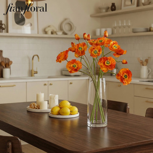 Fiori Artificiali in Seta Resistenti, Stelo Singolo, Papaveri Arancioni, per Decorazioni Casa, Centrotavola Matrimonio, Vendita all'Ingrosso - Product Image 6