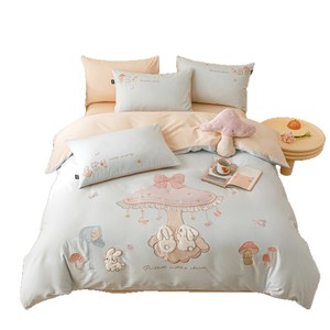 Parure de lit enfant 100% coton, broderie cartoon, ensemble quatre pièces pour enfants printemps été - Product Image 5