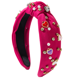 FEDANS Nueva Serie de Frutas, Diadema con Perlas y Diamantes de Imitación, Diseño Creativo con Cereza, Corazón y Fresa, Estilo Moderno y Lindo - Product Image 1