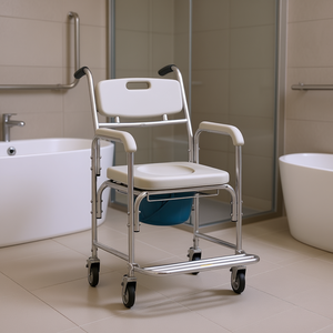 Silla de Inodoro con Ruedas y Asiento Acolchado, Impermeable, para Baño, Equipo de Seguridad - Product Image 2