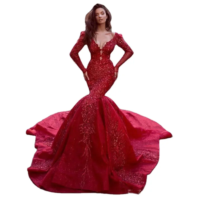 Bridalaffair 2023 Red Mermaid Prom Dresses High Split Evening Gowns Casual Women plus size evening dress Women short party dress