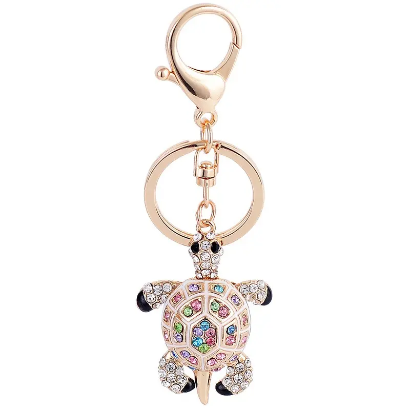 Moda Praia Turista Lembrança Metal Cristal Sea Turtle Chaveiro 3D Rhinestone Sea Turtle Chaveiro Para Carro