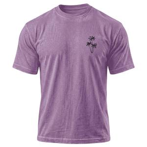 T-shirt pour homme à imprimé palmier délavé à l'acide, col rond décontracté, manches courtes, coupe ample, en coton, style streetwear - Product Image 6