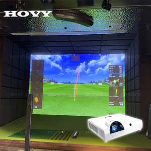Simulateur de golf intérieur HOVY de grande taille avec projecteur interactif et écran d'impact <span class=keywords><strong>silencieux</strong></span> HD à double couche, parfait pour l'entraînement au swing - Product Image 1