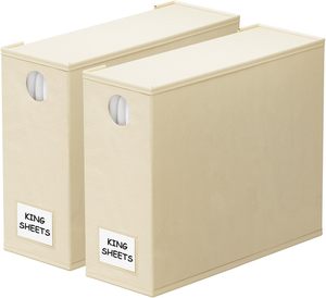 Caja de Almacenamiento para Sábanas y Fundas de Edredón, Rectangular, Plegable, de Lino, Estilo Clásico Tallado, con Tamaño Personalizable - Product Image 1