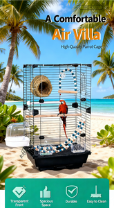 Cage à oiseaux robuste et de grande taille, construction en fer moderne, légère, structure solide, accessoires complets, montage facile - Product Image 2