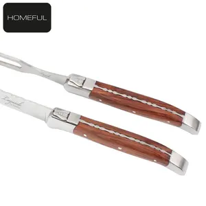 Factory Knife Laguiole Knife Stainless Steel Carving Knife Set With Rose Wood Handle Slicing Knife