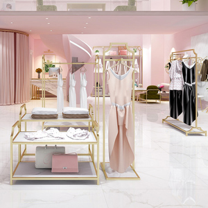 Support d'affichage pour boutique de vêtements personnalisés, en acier inoxydable, doré brillant, pour les magasins de vêtements - Product Image 3