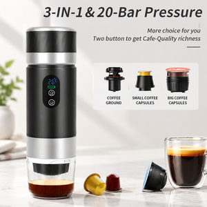 Cafetera Eléctrica Portátil 3 en 1 de Diseño de Fábrica, Calentamiento Rápido, 20 Bares, Mini Cafetera para Viajes y Camping - Product Image 1