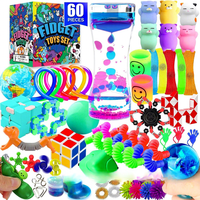Lot de 24 jouets anti-stress en plastique pour fêtes, comprenant des slime à presser en chaîne, des cubes magiques et des balles de raisin