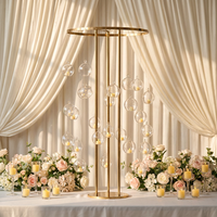Support de table en métal doré moderne, élégant, pour fleurs, centre de table de mariage avec boule suspendue, décoration de centre de table de mariage