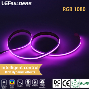 شريط إضاءة LED مرن قابل للقطع بتحكم صوتي ذكي للمنزل، 1080 مصباح/متر، 12 مم، نحاس COB، 24 فولت، <span class=keywords><strong>RGB</strong></span>، بألوان الأحلام - Product Image 2