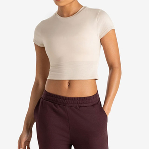 100% Cotton Lightweight Eco Friendly Womens <b>Crop</b> Top Breathable Casual Wear Trendy Style Women <b>Crop</b> Top <b>T</b> <b>Shirts</b> for Summer - Product Image 2