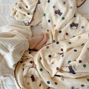 Piumino in garza rugosa di puro cotone Set coperta per il pisolino materno per neonati piccola coperta per estate trapunta sottile per bambini e neonati - Product Image 4