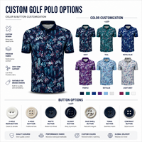 Op maat gemaakte golf poloshirt polyester spandex stretch full sublimatie print heren golfkleding OEM fabrikant leverancier fabriek