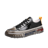 Nouvelles Chaussures Décontractées Confortables pour Hommes en Cuir Verni, Baskets de Marche Tendance et Lumineuses