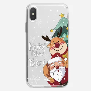 Casing ponsel bening untuk iphone 13 promax 12, casing ponsel mini xs untuk iphone 13 14 pro ma, casing gambar kartun Sinterklas beruang salju Penguin