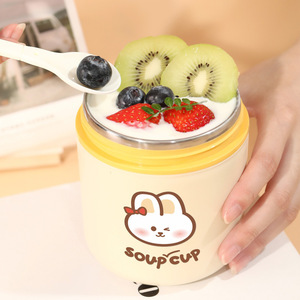 Taza para sopa de acero inoxidable 304 con tapa sellada, estilo de dibujos animados, taza portátil para el almuerzo para estudiantes y trabajadores de oficina - Product Image 3
