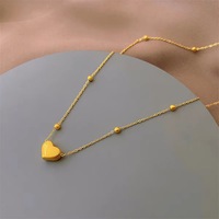 Collier en chaîne de bambou couleur or en acier inoxydable pour femmes, pendentif en forme de cœur, bijoux de style Instagram