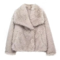Veste courte chaude en fausse fourrure pour femmes, manteau oversize à col imitation fourrure de renard, vêtement d'extérieur décontracté pour l'hiver, pour le marché occidental