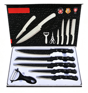 Ensemble de 6 couteaux de cuisine roses, revêtement antiadhésif en granit, couteaux en acier inoxydable 3Cr13 avec manche en PP, y compris un couteau de chef - Product Image 6