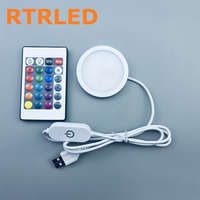 Lampe LED RGB USB Ronde pour Imprimante 3D, Kit d'Éclairage en Aluminium pour Bambu Lab, Éclairage Adhésif pour Armoire et Placard
