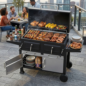Multi-Functional Barbecue Grill With Storage Cabinet Smoker Outdoor Villa Courtyard Camping Use - Product Image 2