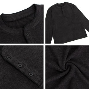 Camiseta de manga larga de lana lavada Vintage de alta calidad, venta al por mayor, marca de moda personalizada, camiseta informal de peso pesado de 330gsm para hombres - Product Image 4