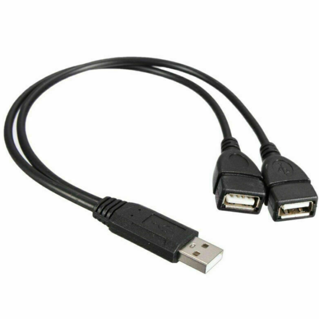 C-Power USB 2.0 a Male to Dual Female Jack Y Splitter Cable with Copper Conductor and PVC Jacket for Construction Use