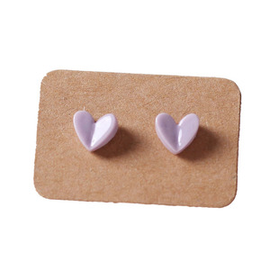 Boucles d'oreilles clous en céramique texturées en forme <span class=keywords><strong>de</strong></span> cœur, couleurs bonbon, style ethnique, petites, <span class=keywords><strong>pour</strong></span> étudiantes - Product Image 5