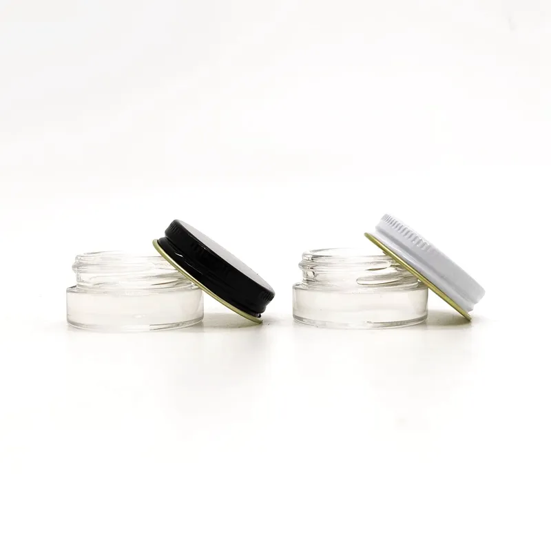 Frascos de bálsamo labial de vidrio transparente de 5g, bote con tapa de aluminio, tarro de crema de almacenamiento de muestras cosméticas de boca ancha de 5ML para sombras de ojos, crema