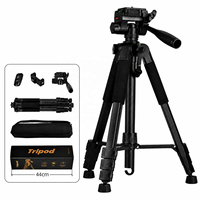 Trépied photo en aluminium de 1,59 m avec support pour téléphone, support portable pour appareil photo reflex numérique et hybride pour diffusion en direct, selfies et enregistrement vidéo