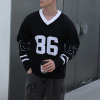 Pull en coton personnalisé avec logo pour homme, tricot jacquard décontracté, pull de football, col rond, jersey tricoté, pull d'hiver pour homme