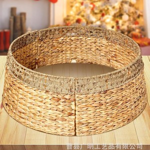 Handmade Woven <b>Christmas</b> <b>Tree</b> Skirt Round Linen Straw Willow Weaving Traditional Style <b>Tree</b> <b>Base</b> Decor - Product Image 3