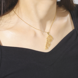Libanon-Karte Anhänger Halskette Landkarte Libanon Edelstahl-Halsketten für Frauen Schmuck Geschenk Großhandel - Product Image 6