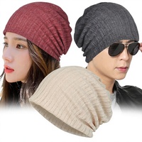 Bonnet cache-cou deux-en-un pour femme en Spandex/Coton fin, respirant, ajouré, couleur unie, rayé simple, Printemps/Été